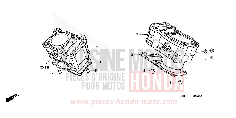 CYLINDER for Transalp 650 SHIELD SILVER METALLIC (NH480) from 2002